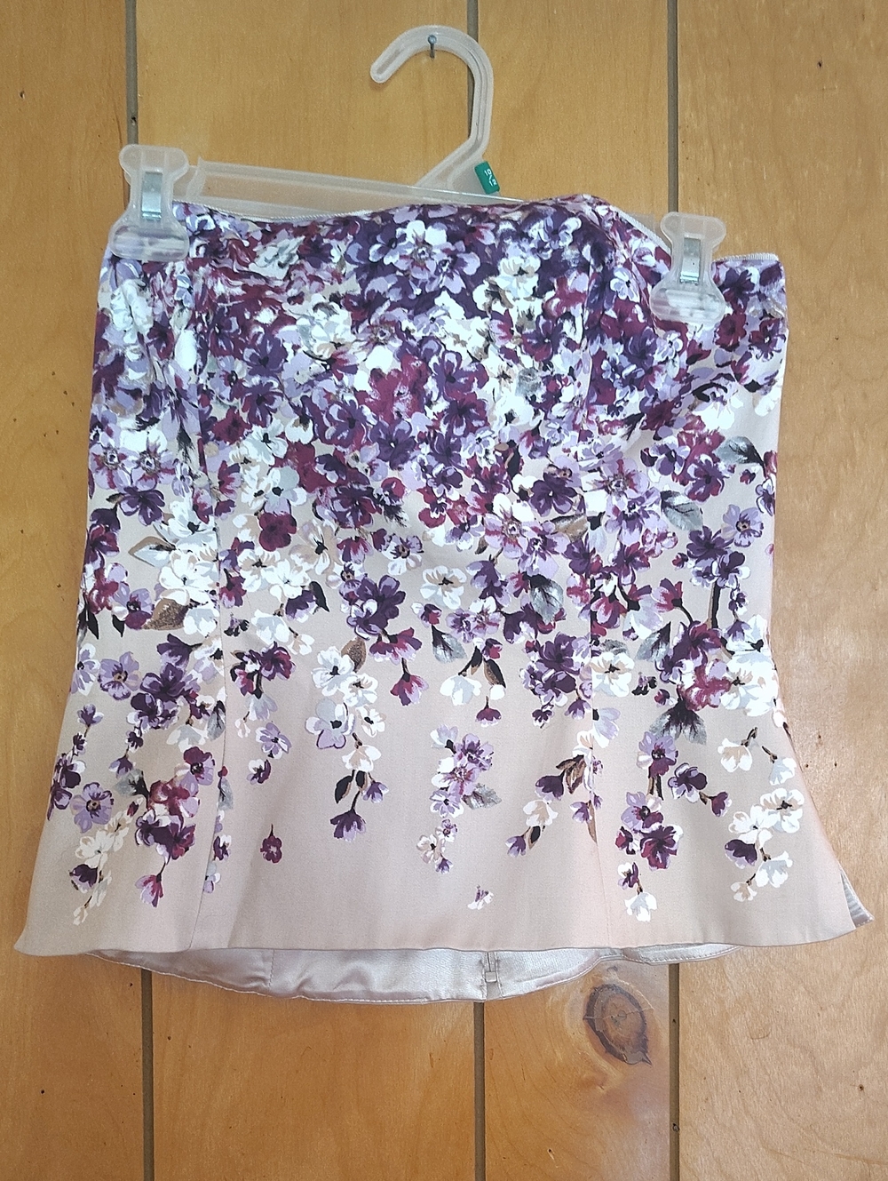 White House Black Market Beige Strapless Floral Blouse